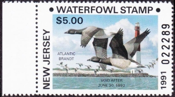 Picture of 1991 New Jersey Duck Stamp Brandt Error MNH VF