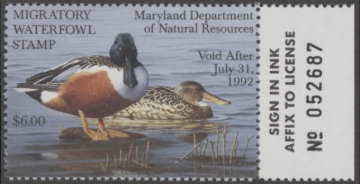 Picture of 1991 Maryland Duck Stamp MNH VF