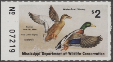 Picture of 1985 Mississippi Duck Stamp Error MNH VF
