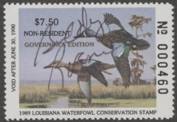 Picture of 1989 Louisiana Duck Stamp Governor's Edition MNH VF
