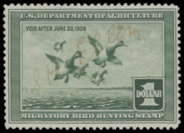 Picture of RW4 1937 Duck Stamp  Used F-VF