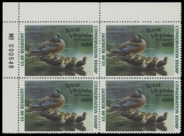 Picture of 1988 West Virginia Duck Stamp. Block of 4