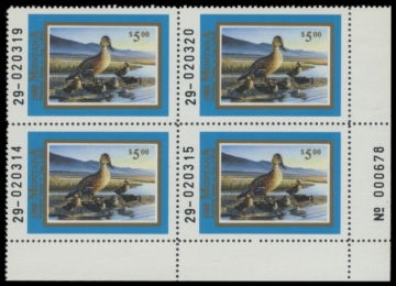 Picture of 1988 Montana Duck Stamps. Plate Block of 4
