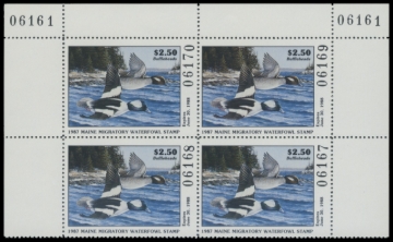 Picture of 1987 Maine Duck Stamp. Block of 4