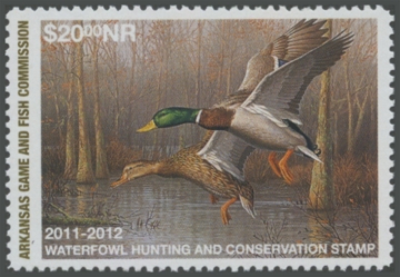 Picture of 2011 Arkansas Duck Stamp. NR Hunter Type